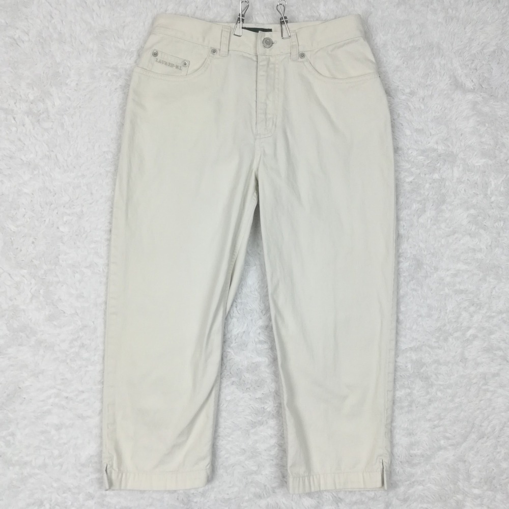 Vtg Lauren Jeans Co Ralph Lauren Womens Pants Capri Cropped Cream Mid Rise 4